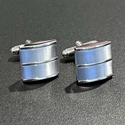 Gray Stone Cufflinks For Men Birthday Wedding Gift Cufflink In Box - Image 1 of 4