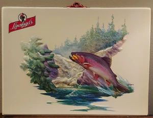 RAR Leinenkugels Bier Regenbogenforelle 3D Form Wandschild Vintage - Bild 1 von 6