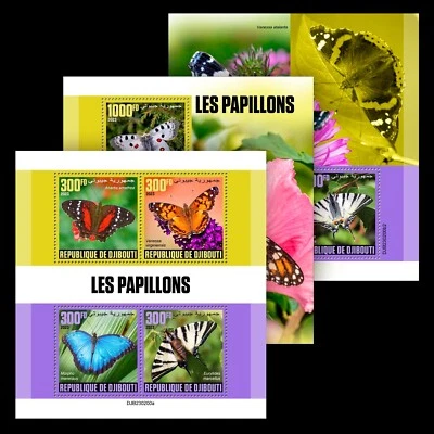 Butterflies MNH Stamps 2023 Djibouti M/S + 2 S/S - Image 1 of 4