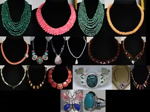 Lot of 18 Jay King Sterling Silver Turquoise Coral Necklaces Rings Cuff... - Picture 1 of 23