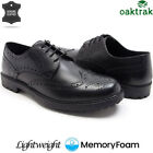Mens Leather Brogues Smart Formal Office Casual Memory Foam Lace Up Oxford Shoes