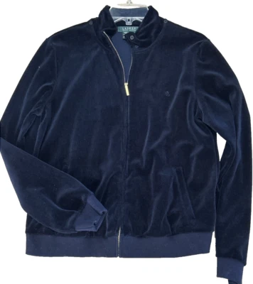Ralph Lauren Talla L Negro Terciopelo Cremallera Completa Chaqueta Atlética Correr Usada en Excelente Condición Foto 1 de 4