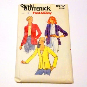 Vintage Butterick Fast & Easy Sewing Pattern 6547 Misses Jacket Size 12 Uncut - Picture 1 of 2