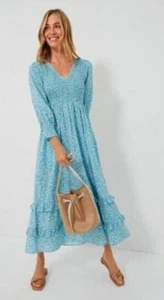 Brand new Pink City Prints sz small Blue Isabel Maxi Dress Ocean Ditsy Flowers - Picture 1 of 8