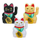 Mini Fortune Lucky Gold Cat White Kitten Figurine Waving Moving Arm Lucky Cat 