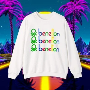 Custom Benetton vintage 1980's design sweatshirt Unisex men women 90s sweater - Picture 1 of 43