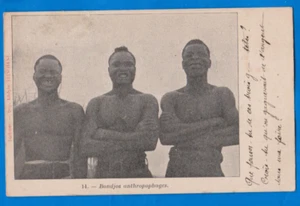 Congo, Bondjos anthrofpophages cannibals native men, vintage postcard 1900s - Picture 1 of 2