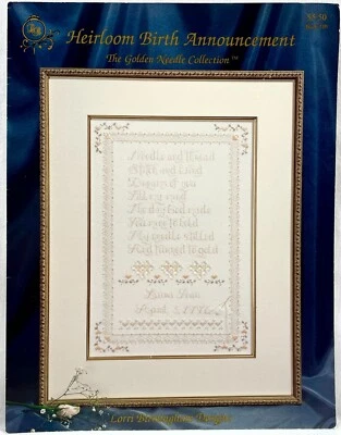 1995 LBD Heirloom Birth Annoucement 240 Counted Cross Stitch Pattern Vintg 15883 - Image 1 of 4