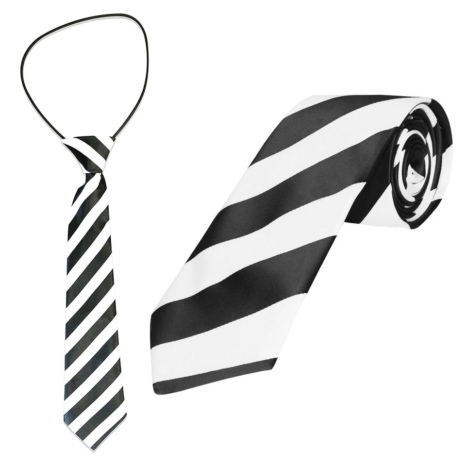 Black & White Striped Newcastle Tie Classic Football Toon Army - Adults & Kids