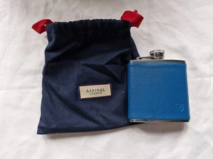 Aspinal of London Classic 5oz Blau Saffiano Leder Flachmann Personalisiert - Bild 1 von 4