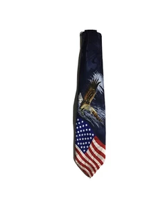 USA American Flag with Eagle Soaring Patriotic Novelty Necktie 836 - Picture 1 of 12