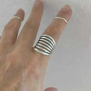 Solid 925 Sterling Silver Wide Band Ring Statement Handmade Ring All Size - Picture 1 of 7