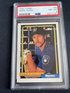 1992 TOPPS #90 ROBIN YOUNT BREWERS HOF PSA 8