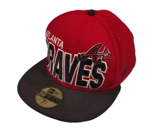 Atlanta Braves 59fifty 7 1/4 Fitted Red Hat Cap MLB Baseball New Era - Picture 1 of 12