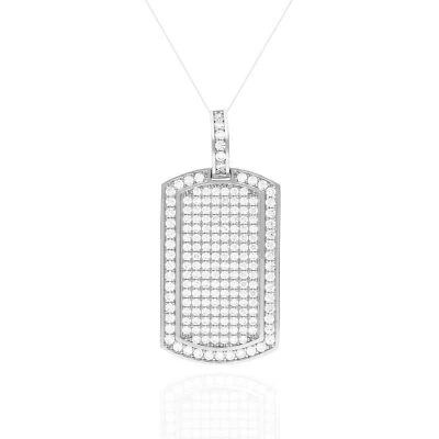 Colgante con etiquetas de perro de circonita cúbica de 2,20 quilates de oro amarillo blanco rosa de 14 quilates Foto 1 de 4