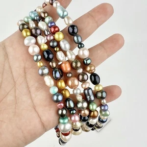 Verrückte gemischte Süßwasserperlen Halskette mehrfarbig Größen Typen Boho 70" lang - Bild 1 von 15