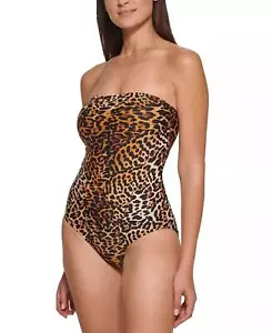 Traje de baño de una pieza para mujer Calvin Klein con estampado de leopardo control de barriga talla 14 - Imagen 1 de 1