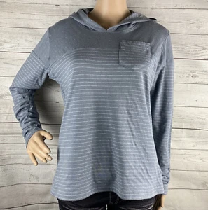 Columbia Hooded Shirt Large Slate Blue-Gray Striped Micro Dot Slim Fit Casual - Picture 1 of 12