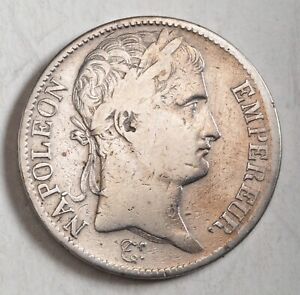 1809, France (1st Empire), Napoleon I. Large Silver 5 Francs Coin. Cleaned F-aVF