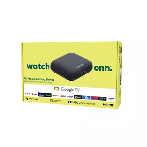onn. Google TV 4K Pro Streaming Device (2024) 32GB/3GB 4K UHD Dolby Vision/ATMOS - Picture 1 of 9