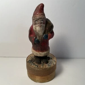 Vintage Weihnachtsmann Süßigkeiten Behälter Weihnachtsdekor Primitiv 4,25 Zoll groß - Bild 1 von 10