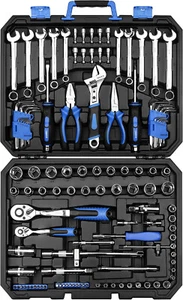 DekoPro 118-teiliges Werkzeugset Kit SAE metrisch Schraubenschlüssel Steckschlüssel Mechaniker Auto - Bild 1 von 24