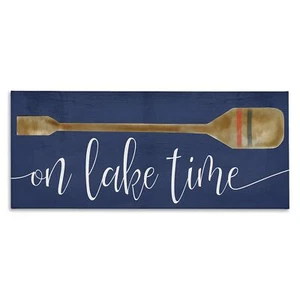 Stupell Industries On Lake Time Phrase Boat Oar over Blue Canvas Wall Art Des... - Picture 1 of 7