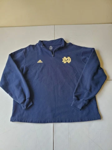 Notre Dame Fighting Irish Adidas 1/4 Zip Sweatshirt Blue Men's Large Pullover Cover