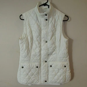 Barbour Otterburn Gilet Ivory Quilted High Neck Lightweight Vest Women's sz 8 - Picture 1 of 5