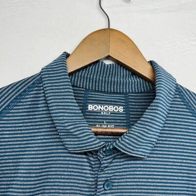Bonobos Polo Shirt Men's Large Blue Gray Golf Slim Performance M Flex Collared - Image 1 of 4
