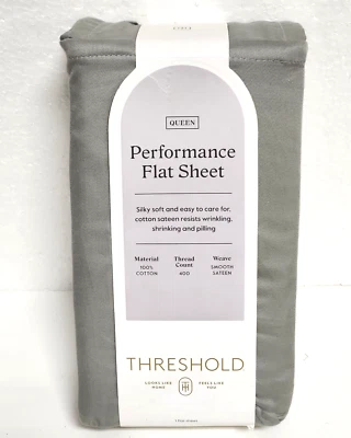 Threshold Queen Size 400 Thread Count Performance Flat Sheet - Classic Gray - Image 1 of 4