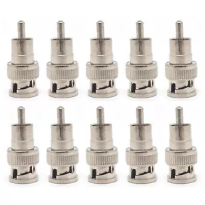 10pcs BNC Male To RCA Male Plug Straight CCTV Connector Adapter Nickel Plated - Picture 1 of 7
