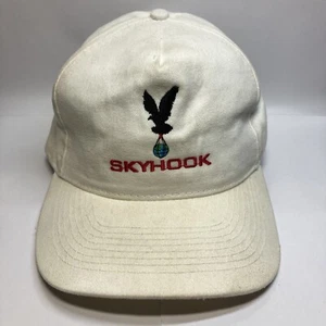 Vintage Skyhook Helicopters Black Bird Raven Carrying Globe White Snapback Hat - Picture 1 of 8