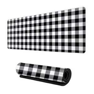 Gray Black Plaid Checkered Gaming Mouse Pad, Long Extended XL Mousepad Desk P... - Picture 1 of 6
