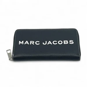 Marc Jacobs Black Leather Zip-Around Wallet with Logo & Barcode Print - Picture 1 of 16