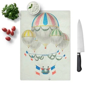 Heißluftballons in Frankreich Schneidebrett Glas Struktur Schneiden Arbeitsplatte Küche - Bild 1 von 6