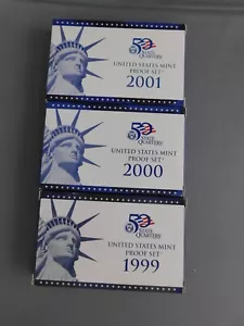 1999-2000-2001 U.S. Proof Set's with State Quarters & COA's US Mint - Picture 1 of 3