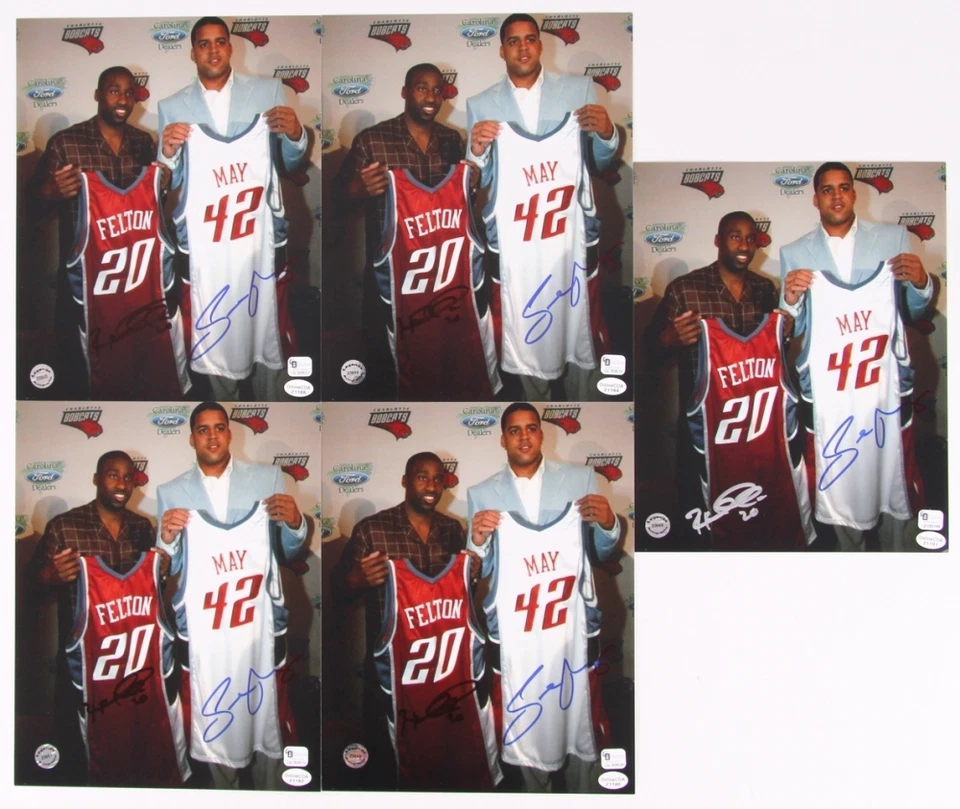 RAYMOND FELTON + SEAN MAY CHARLOTTE BOBCATS JERSEY 8x10 AUTOGRAPHED PHOTO & COA - Image 1 of 1