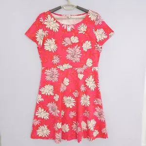Talbots Pink Floral Knee Size 14 Length Crew Neck Short Sleeve Dress NEW - Picture 1 of 13