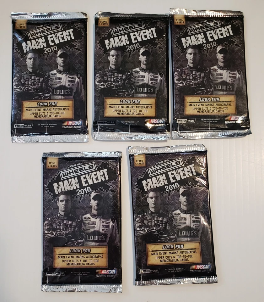 LOT OF 5 2010 Press Pass Wheels Main Event NASCAR Racing Packs Factory Sealed - Image 1 of 1