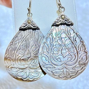 ROBERT MANSE 18K Gelbgold Akzente 925 Sterling Silber Abalone Muschel Ohrringe - Bild 1 von 11