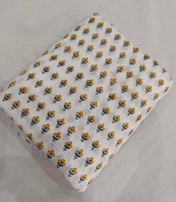 10 Yard Hand Block Floral Printed Cotton Fabric Running Dressmaking Craft Voile - Image 1 of 4