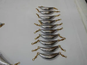 (5-24) 6 OZ SPIN BANANA CRESCENT MOOCHING SINKER #3 SWIVEL QUAN OF 10 - Picture 1 of 1