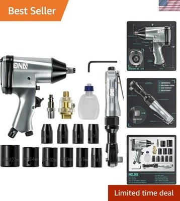 High-Performance Air Tool Kit with 1/2" Ratchet & Impact Wrench - 17-Piece Set - Image 1 of 4