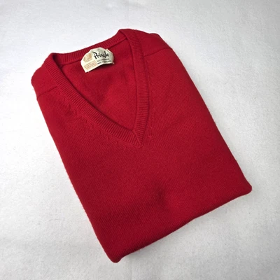 Vtg Pringle of Scotland 100% Cashmere Women's Long Sleeve V-Neck Sweater Red 10 - Image 1 of 4