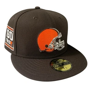 Cleveland Browns New Era 59FIFTY 60th Anniversary Brown Fitted Hat Size 7 1/4 - Picture 1 of 10