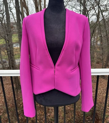 Блейзер Diane Von Furstenberg ярко-розовый двойной креп размер 12 - Изображение 1 из 4