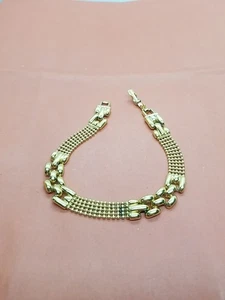 Brazalete vintage de 8" enchapado en oro amarillo con cuentas de bola y cuentas de oro liso - Imagen 1 de 5