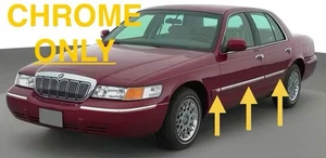 CHROME ONLY! 6 PIECE DOOR TRIM KIT FOR 98-05 GRAND MARQUIS MOLDING IMPACT STRIP - Picture 1 of 10