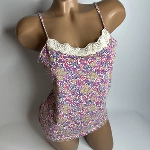 Camiseta sin mangas St Johns Bay L floral cami con ribete de encaje Y2K Cottagecore suave elástica - Imagen 1 de 11